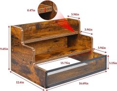 3 Step Countertop Liquor Bottle Display Shelf Retro Wine Rack for Home Bar Kitchen