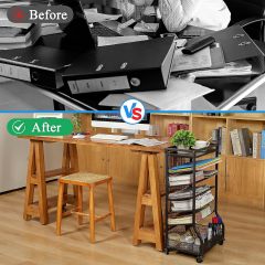 7 Tier File Organizer Beside Desk Rolling File Cart with Sliding Trays