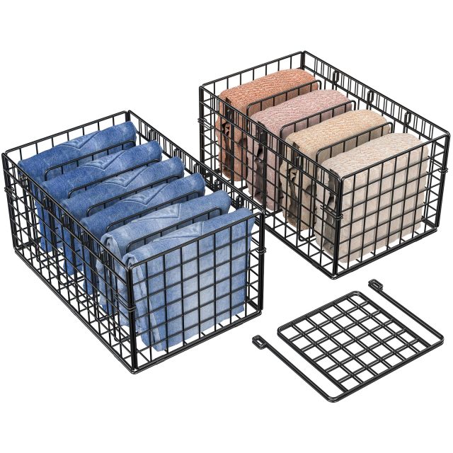 2 Pack Metal Wardrobe Clothes Organizer with Adjustable & Removable Dividers