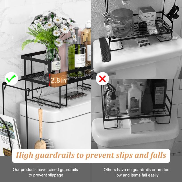 Multifunctional Over The Toilet Storage Shelf with Paper Holder