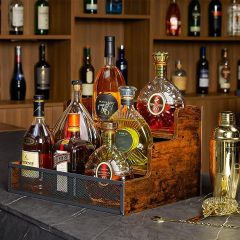 3 Step Countertop Liquor Bottle Display Shelf Retro Wine Rack for Home Bar Kitchen