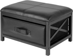 Faux Leather Foot Rest Stool with Storage for Living Room Bedroom Entryway