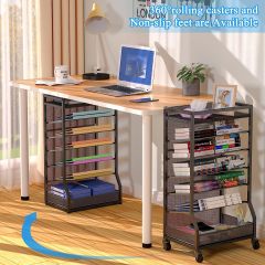 7 Tier File Organizer Beside Desk Rolling File Cart with Sliding Trays