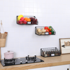 New Arrival Competitive Price House Bathroom Vegetable Fruit 3 Sets Small Metal Black Wire Wall Mounted Hanging Storage Basket