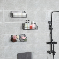 New Arrival Competitive Price House Bathroom Vegetable Fruit 3 Sets Small Metal Black Wire Wall Mounted Hanging Storage Basket