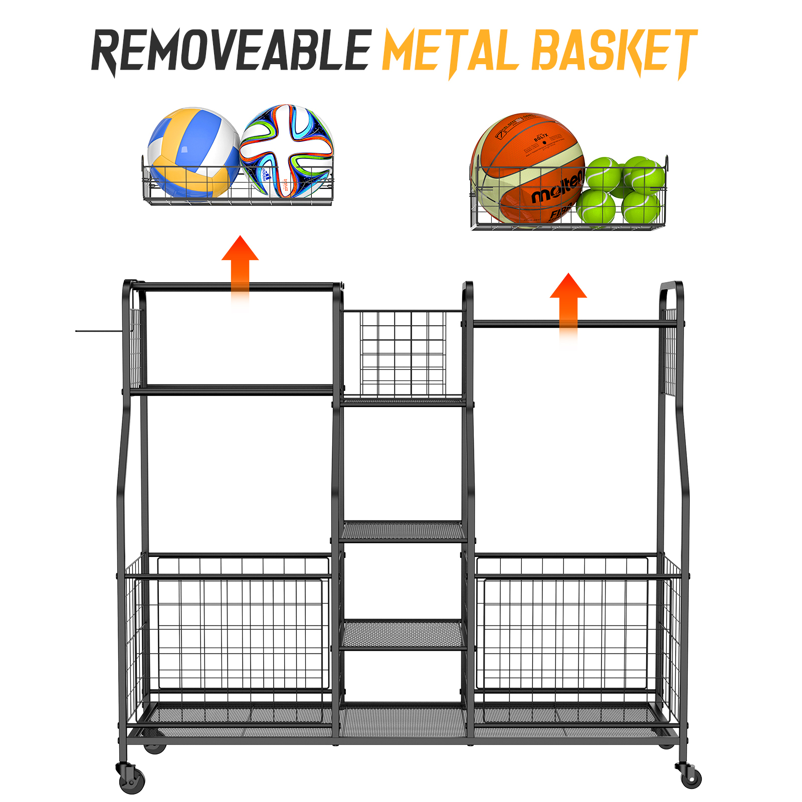Sports Ball Storage Rack Equipment Organizer