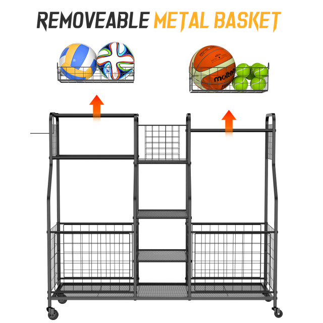 Sports Ball Storage Rack Equipment Organizer