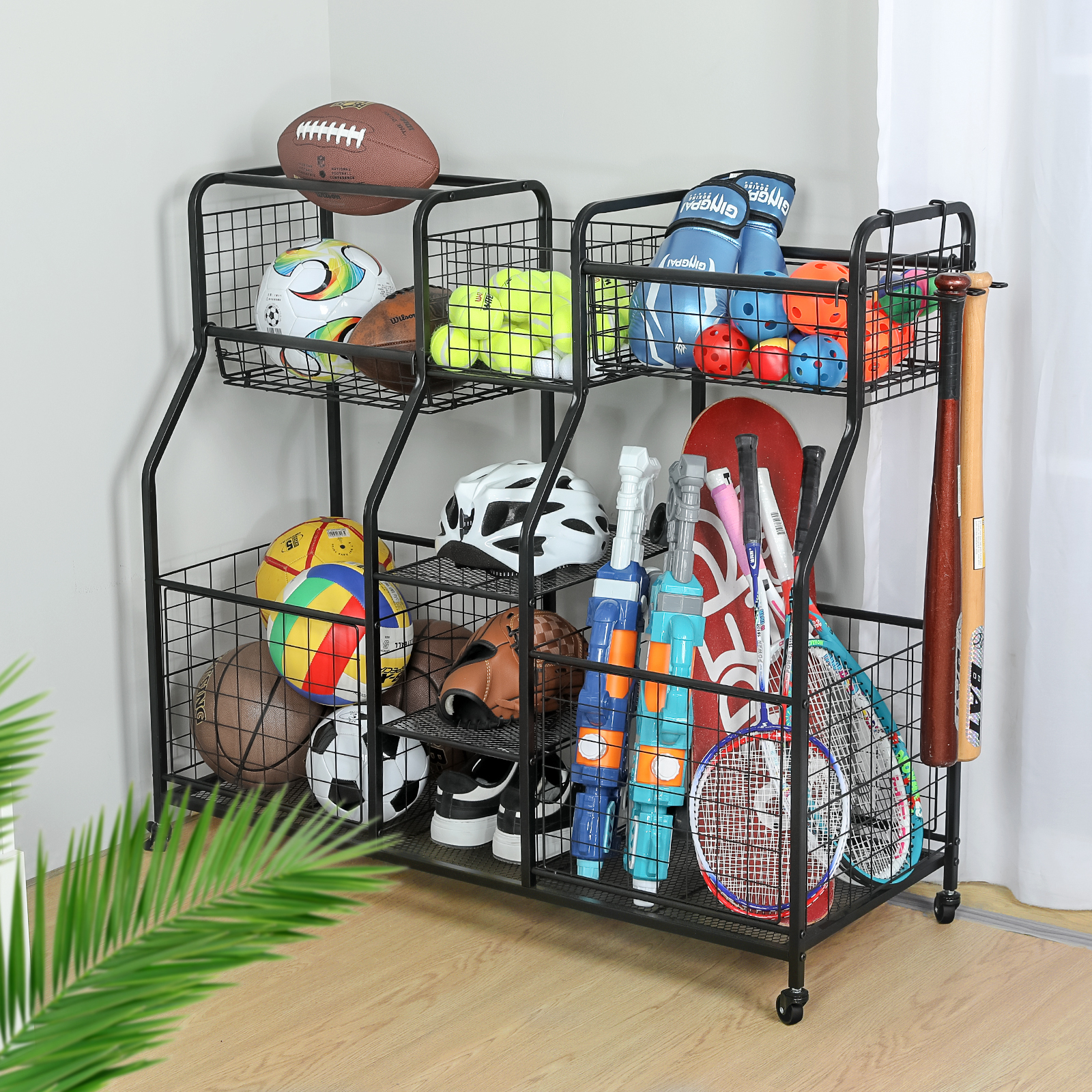 Sports Ball Storage Rack Equipment Organizer