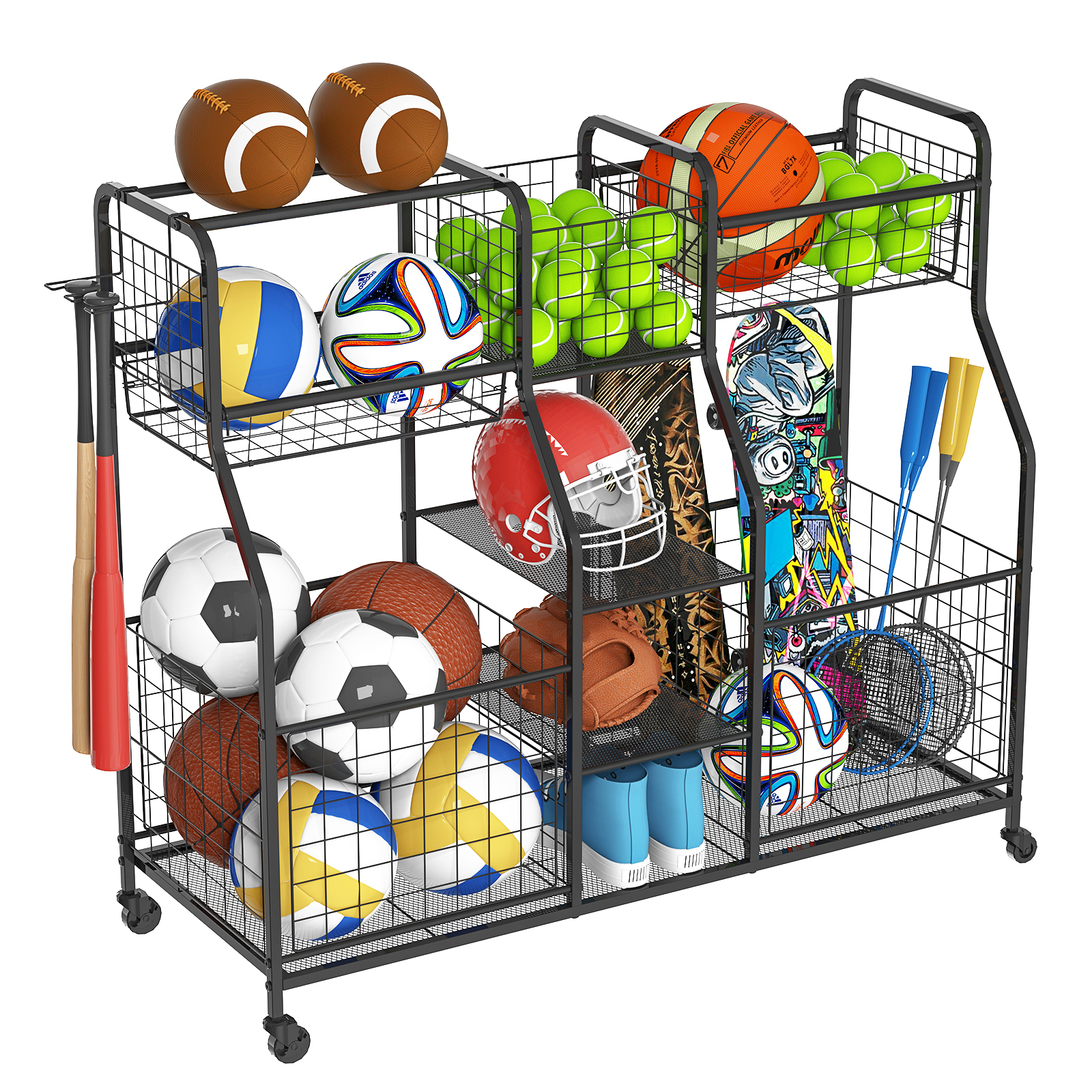 Sports Ball Storage Rack Equipment Organizer
