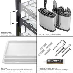 Dish Drying Rack Stainless Steel Dish Drainer with Drainboard Utensil Holder
