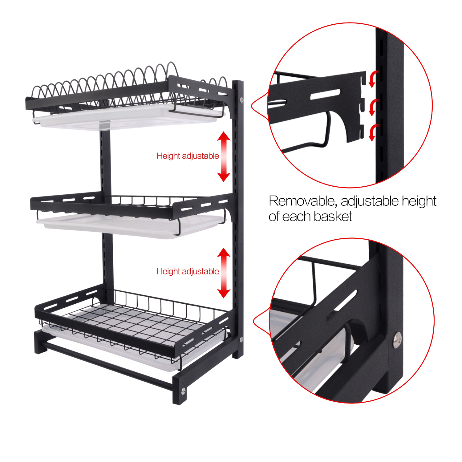 Dish Drying Rack Stainless Steel Dish Drainer with Drainboard Utensil Holder