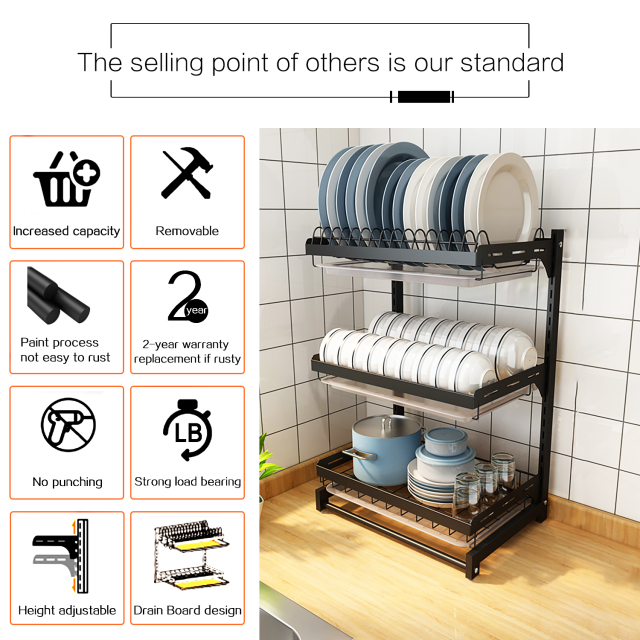 Dish Drying Rack Stainless Steel Dish Drainer with Drainboard Utensil Holder