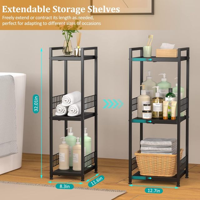 multi-purpose 3 layer metal bathroom foldable shelves shampoo holder bathrooms organizer rack shelf