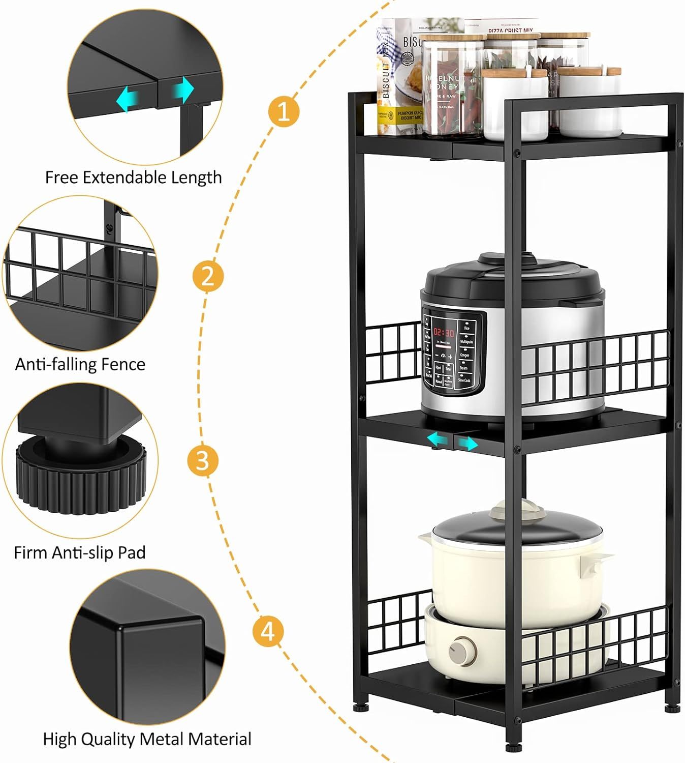 multi-purpose 3 layer metal bathroom foldable shelves shampoo holder bathrooms organizer rack shelf