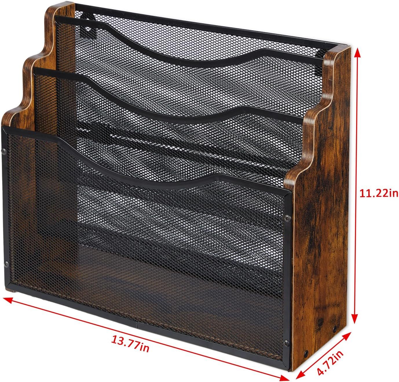 3 Tiers Wood Papper File Organizer