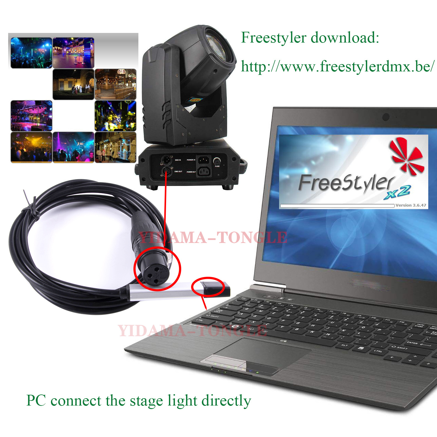 FTDI FT232RL USB to RS485 DMX 512 Serial Converter Cable for Rotate Stage Lighting