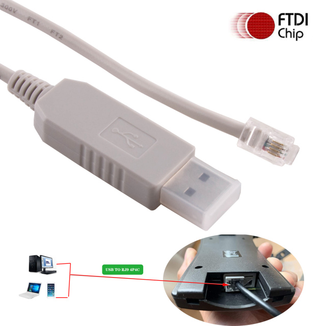 FTDI USB to RJ9 4P4C RS232 Serial Converter Adapter Cable for Celestron Nexstar EQ6 Telescopes PC USB Connect Hand Control