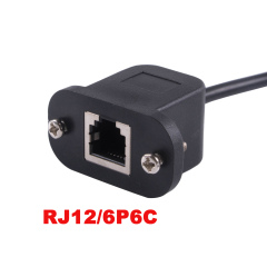 RJ12 6P6C Cable to 6 Pin 0.1" Pitch Debug Terminal Block Adapter 6 Ways Telephony Female Connector Socket Panel Mount Cable