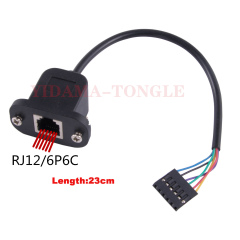 RJ12 6P6C Cable to 6 Pin 0.1" Pitch Debug Terminal Block Adapter 6 Ways Telephony Female Connector Socket Panel Mount Cable