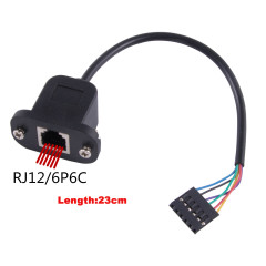 RJ12 6P6C Cable to 6 Pin 0.1" Pitch Debug Terminal Block Adapter 6 Ways Telephony Female Connector Socket Panel Mount Cable