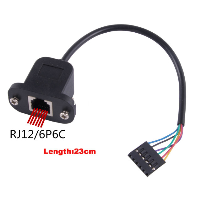 RJ12 6P6C Cable to 6 Pin 0.1" Pitch Debug Terminal Block Adapter 6 Ways Telephony Female Connector Socket Panel Mount Cable
