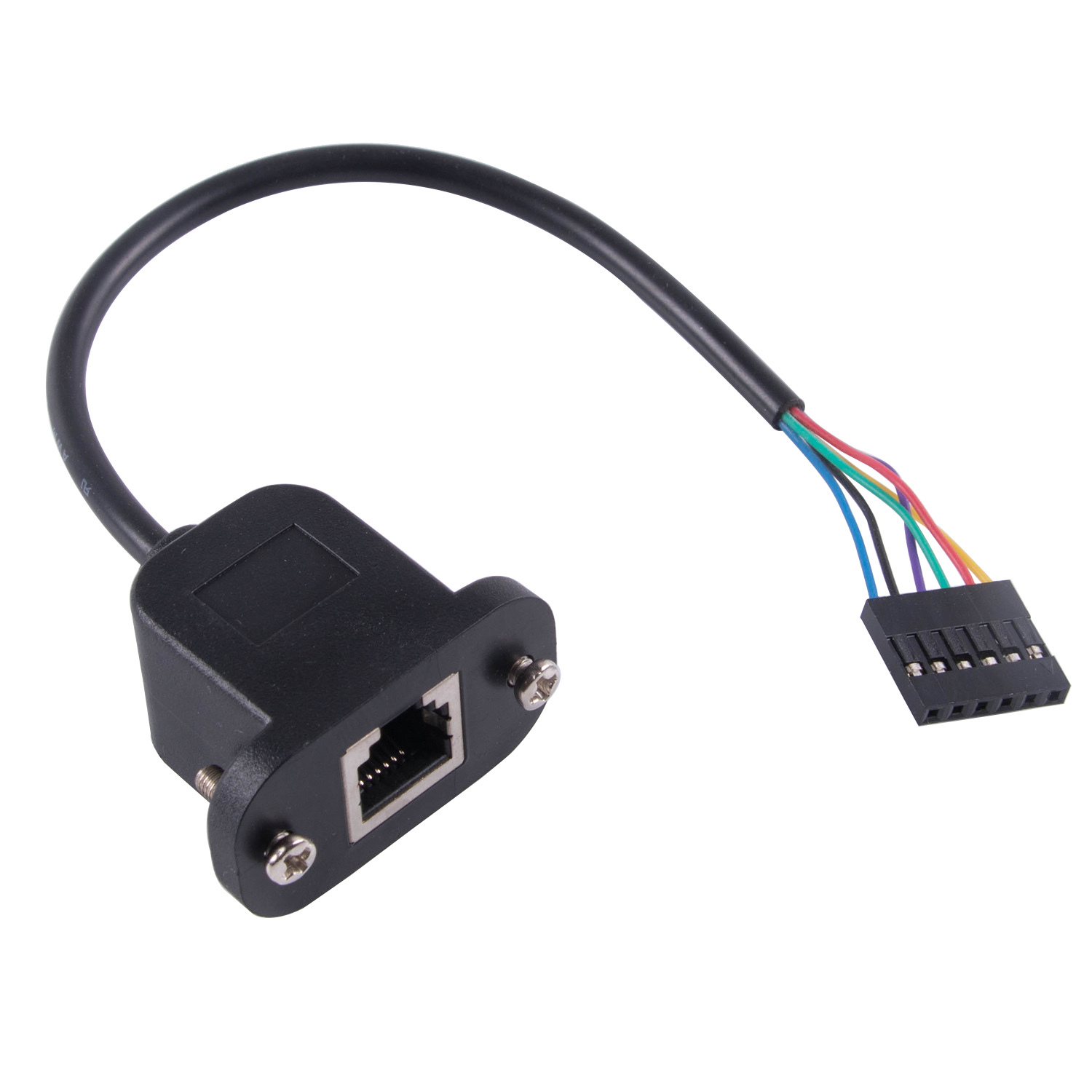 RJ12 6P6C Cable to 6 Pin 0.1" Pitch Debug Terminal Block Adapter 6 Ways Telephony Female Connector Socket Panel Mount Cable