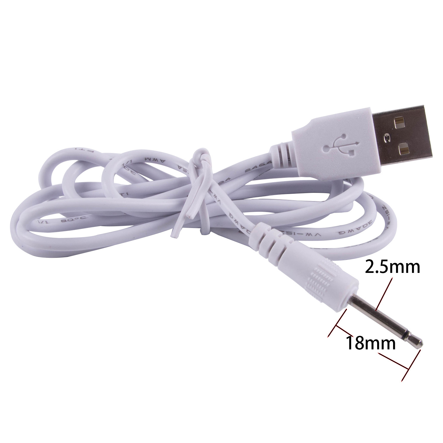 USB to 2.5mm DC Barrel Jack Power Charge Cable with 2 Poles Adapter 18mm for Electronic Device