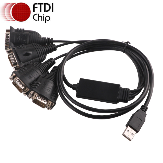 FTDI FT232RL USB to 4 Channels DB9 Male RS232 Serial Male Converter Programming Cable