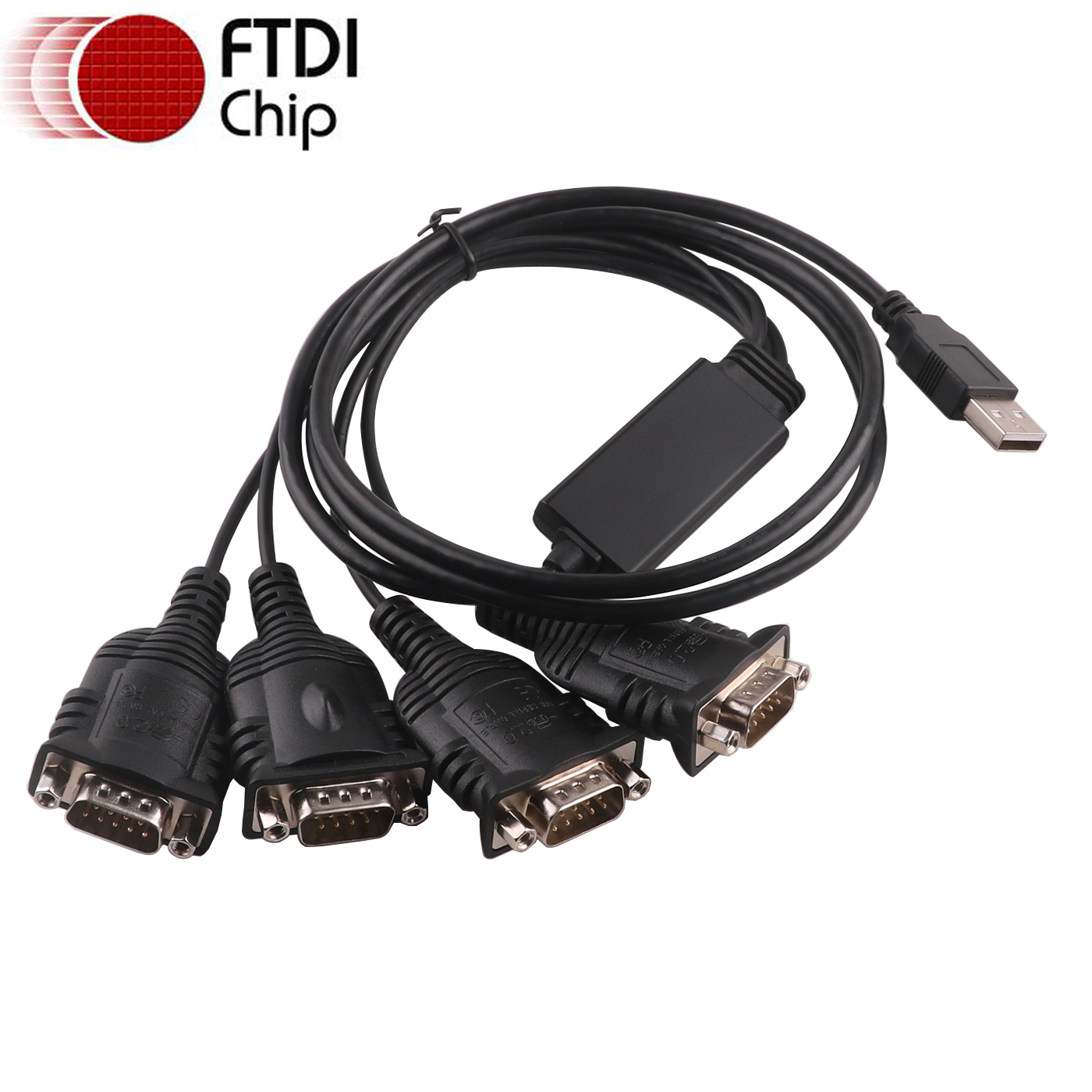 FTDI FT232RL USB to 4 Channels DB9 Male RS232 Serial Male Converter Programming Cable