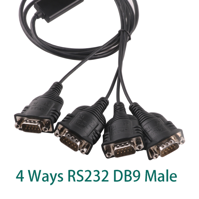 FTDI FT232RL USB to 4 Channels DB9 Male RS232 Serial Male Converter Programming Cable