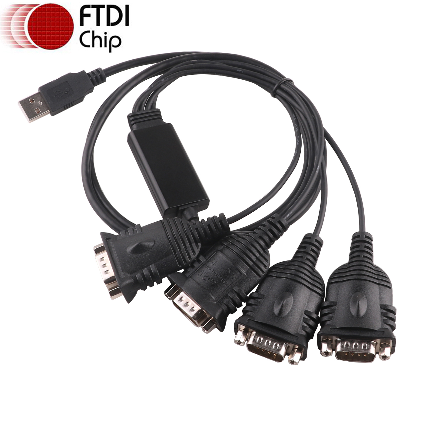 FTDI FT232RL USB to 4 Channels DB9 Male RS232 Serial Male Converter Programming Cable