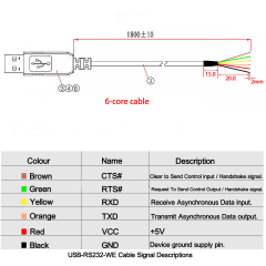 USB Serial Cable RS232 Converter Wire End WE 6 Pins FTDI 6P Adapter FTDI FT232RNL