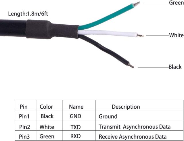 USB to 3.3V 5V TTL Serial Cable 3P Wire End WE UARL Convertor FTDI 3 Pins 3v3 5V FTDI FT232RNL