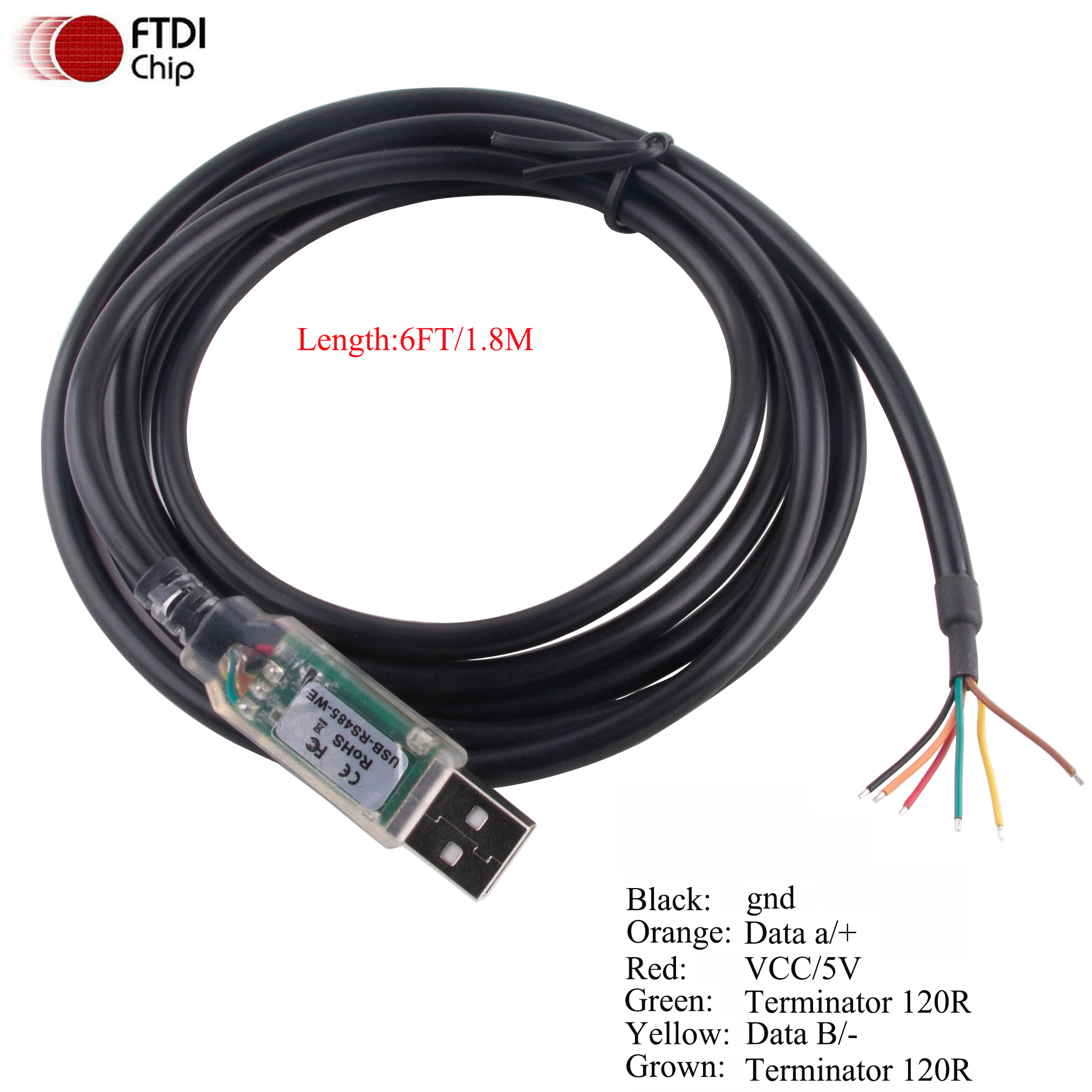FTDI FT232RQ USB to RS485 Serial Converter Cable 6P FTDI Chip 6 Pins Wire End WE