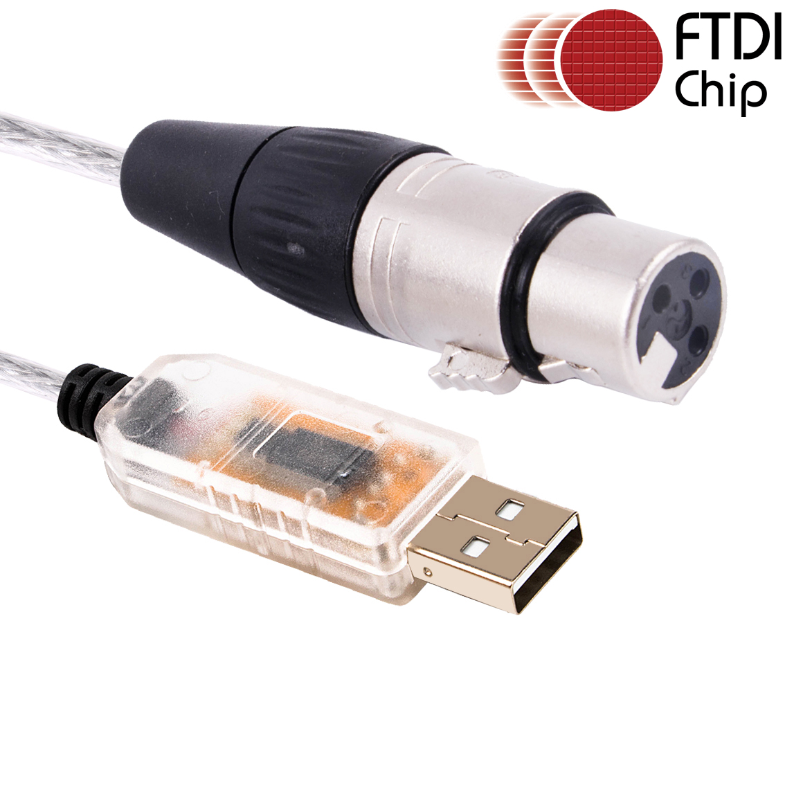 カラフルな FTDI RS485 DMX512 から USB 3PIN 3P DMX 512 XLR メスコンバータケーブルフリース
