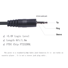 USB to 5V TTL Serial Cable 2.5mm TRS Audio Jack AJ UART Connveter FTDI 3 Pins 3P 1.8m
