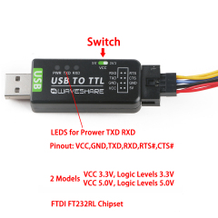 USB to TTL Serial Converter Dupont 3.3V 5V FTDI Board Mudel Cable 6 Pins 6P Uart Aadpter