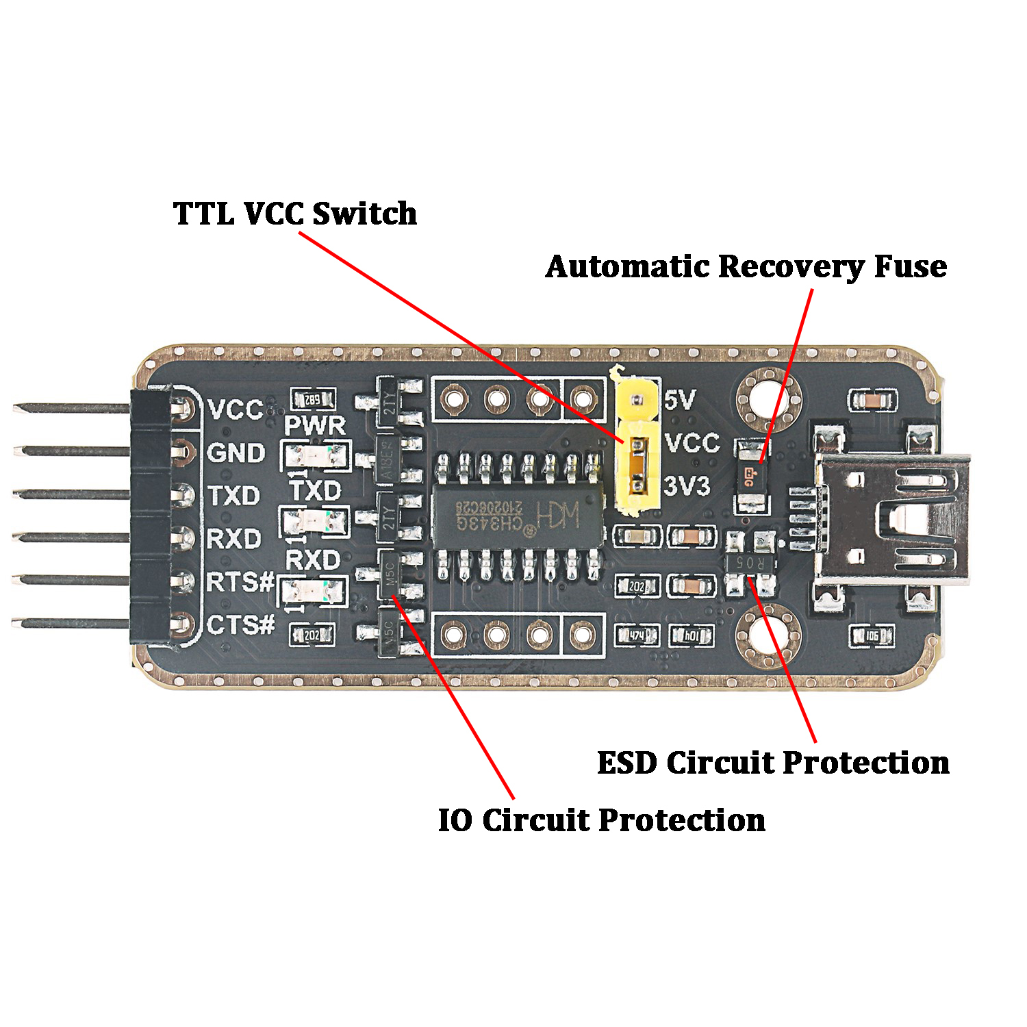 Mini Displayport DP Female to TTL Serial Converter Dupont 3.3V 5V Board Mudel Cable 6 Pins 6P Uart Aadpter