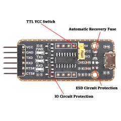 Micro USB to TTL Serial Converter Dupont 3.3V 5V Board Mudel Cable 6 Pins 6P Uart Aadpter