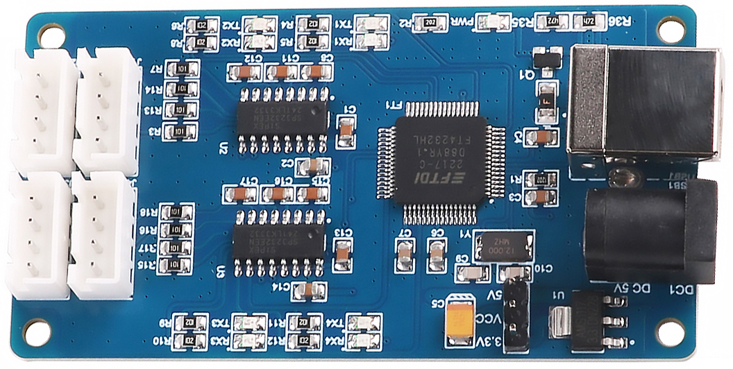 USB Serial Cable RS232 Multiplex Ways 4 Ports Channels Converter Board Module Communication Adapter Dupont Header 4 Pins 4P