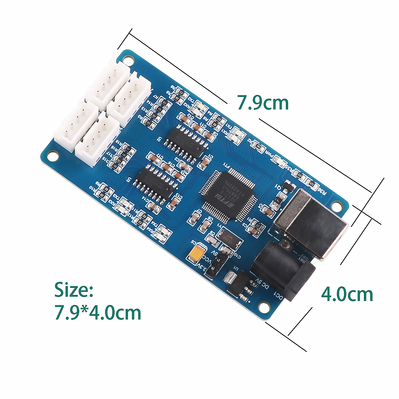 USB Serial Cable RS232 Multiplex Ways 4 Ports Channels Converter Board Module Communication Adapter Dupont Header 4 Pins 4P