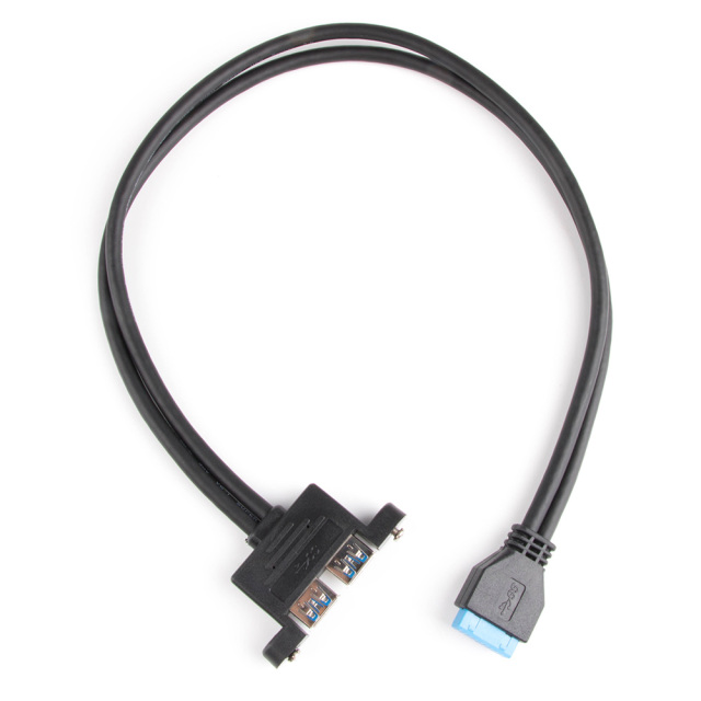 2 Ports USB 3.0 Female Back Panel To Motherboard 20pin Header Connector Cable Adapter With PCI Slot Plate Bracket 50cm