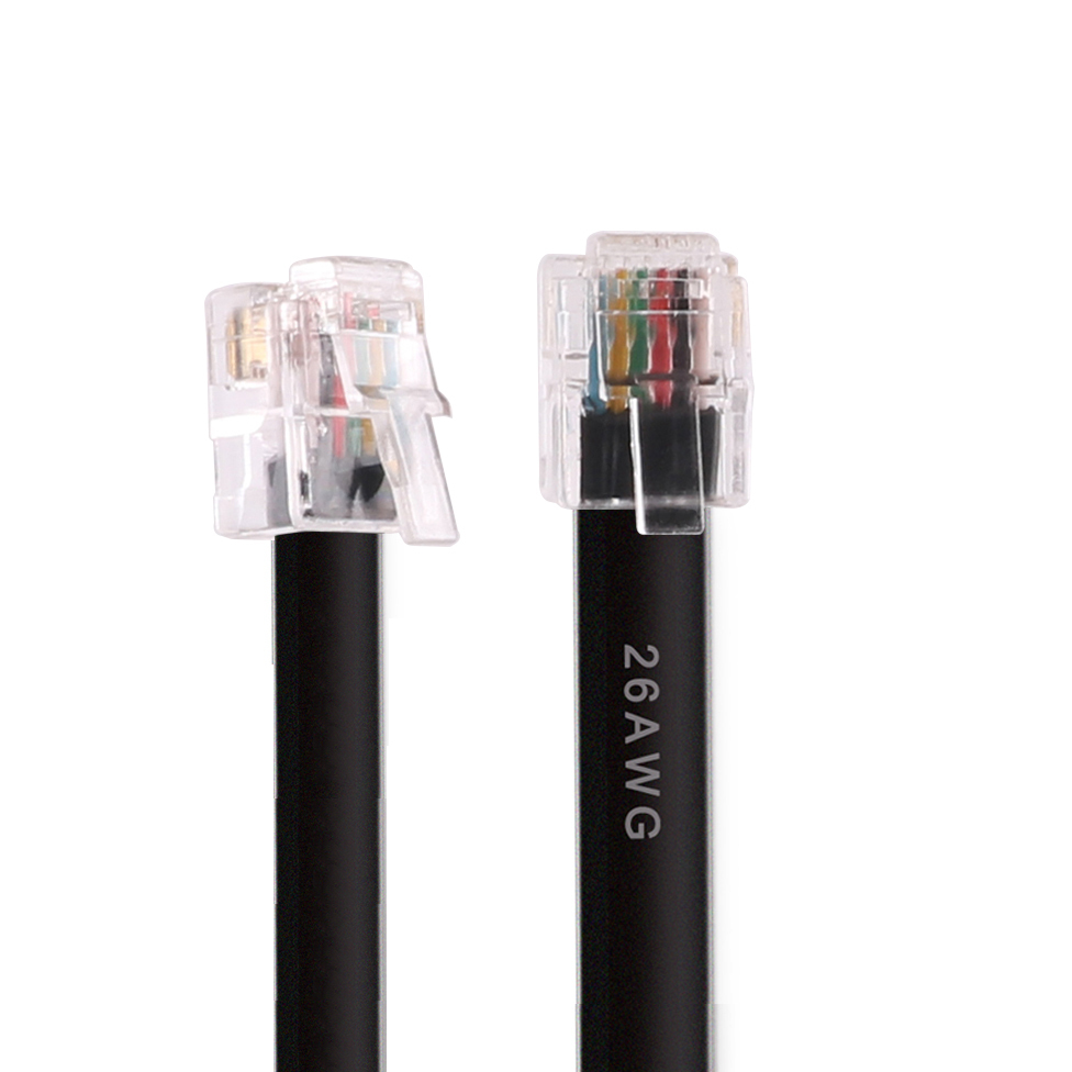 RJ11 RJ12 6P6C Data Cable, Male to Male Modular Data Cord Straight Wiring Pinout Telephone Handset Voice Extension Cable