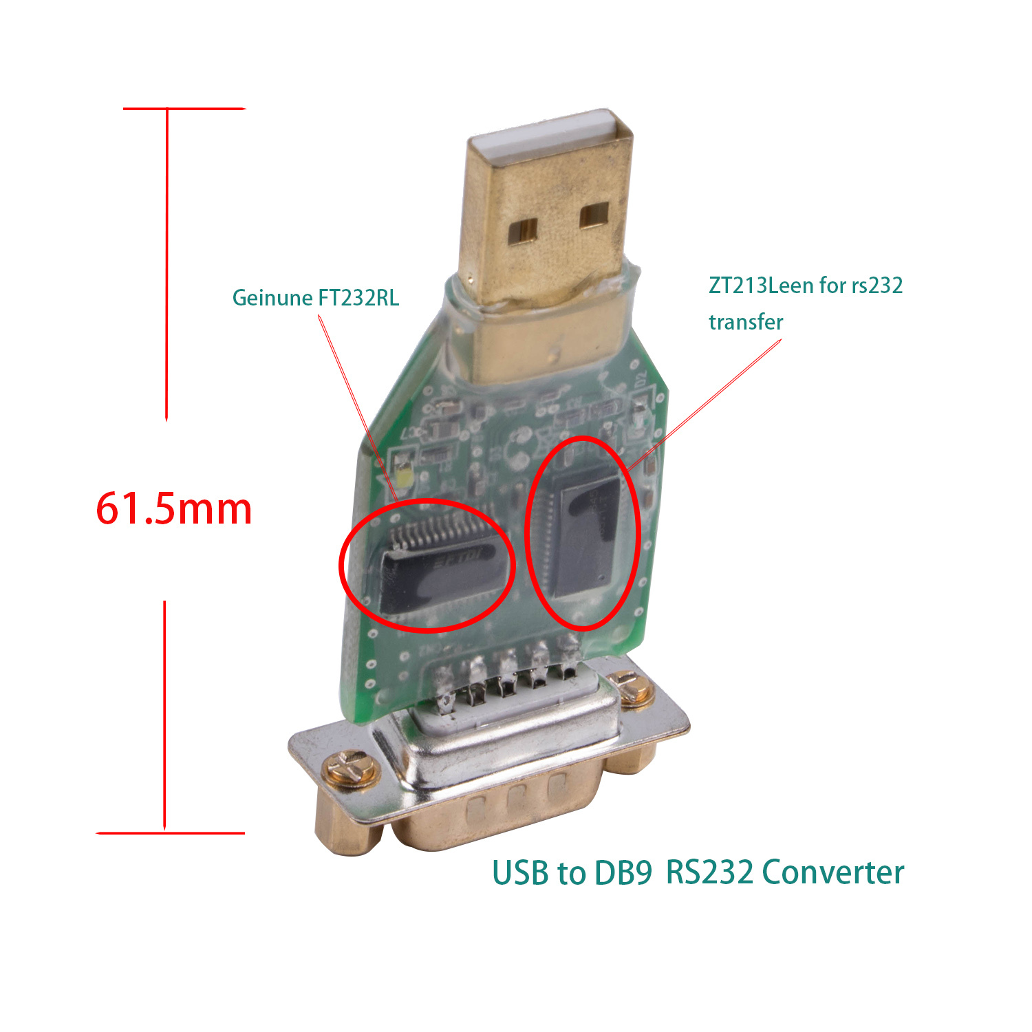 USB to DB9 Mele RS232 Serial Converter Communication Adapter FTDI for Win 11 10 8 7 Mac OS