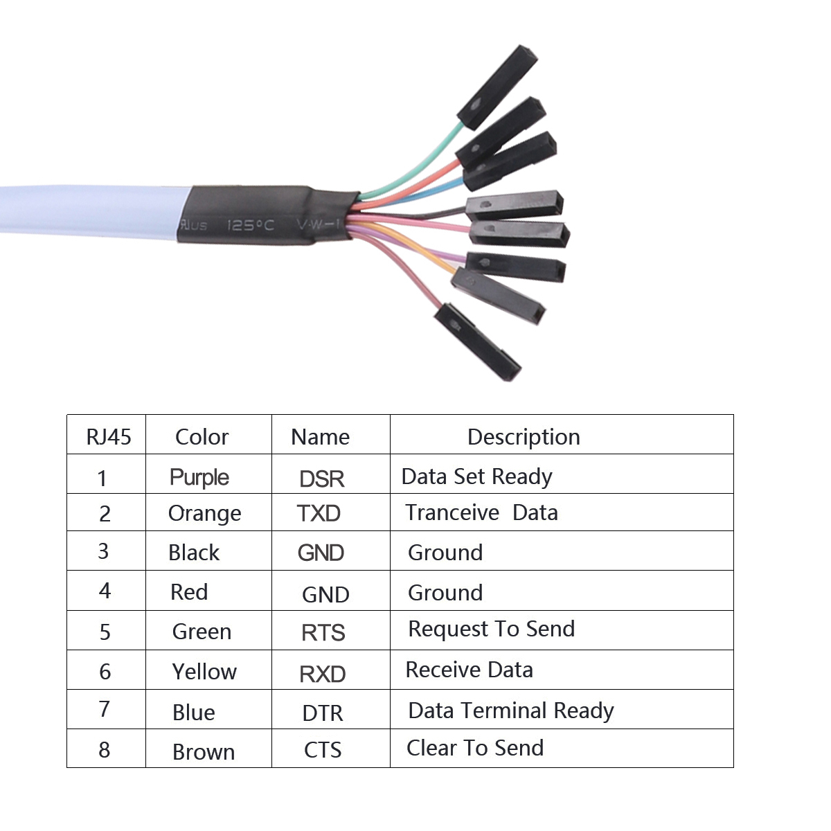 USB to Serial Cable RS232 Converter Adapter FTDI Dupont Header 8 Pins 8P 1.8M