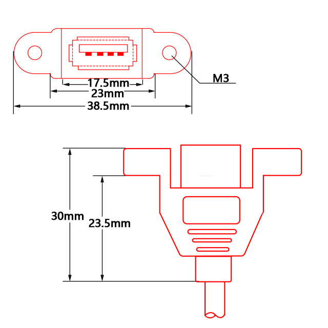 Panel- Mount USB 3.0 Extension Cable, 1ft/30cm USB 3.0 Male to Female with Screw Hole Panel Mount Adapter External Cable