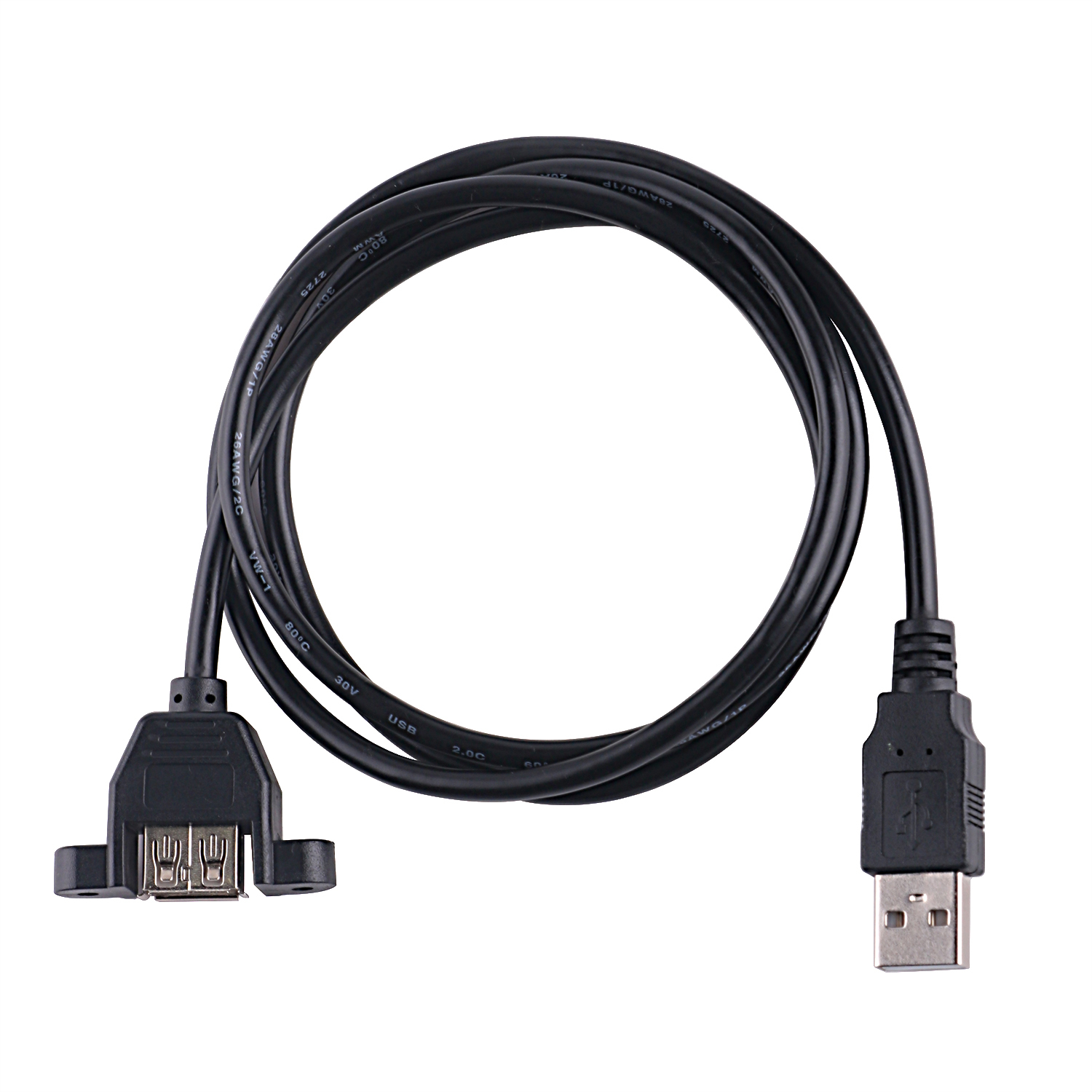 Panel- Mount USB 3.0 Extension Cable, 1ft/30cm USB 3.0 Male to Female with Screw Hole Panel Mount Adapter External Cable
