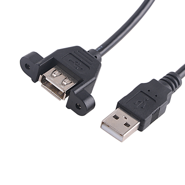 Panel- Mount USB 3.0 Extension Cable, 1ft/30cm USB 3.0 Male to Female with Screw Hole Panel Mount Adapter External Cable