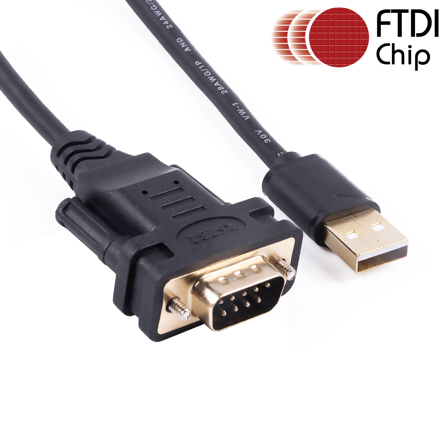 USB to RS232 Serial Cable Converter PDA DB9 Male 9 Pin Cable Adapter FTDI for Win 11 10 7 8.1 XP Vista Mac OS Linux