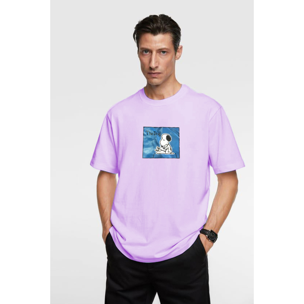 เสื้อยืดโอเวอร์ไซส์ สีม่วง ลายการ์ตูนสนูปปี้
